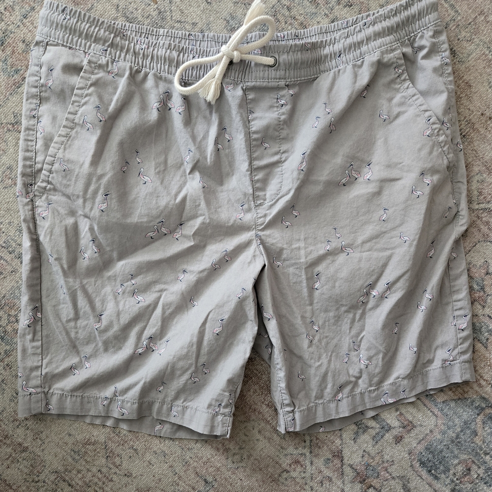 urban pipeline Light Gray Flamingo-Print Flat Front Shorts